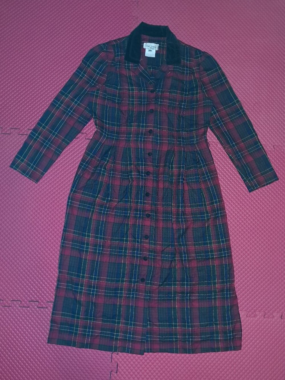 MISS DORBY Classic Plaid Tartan Button Down Flannel Dress Back Tie